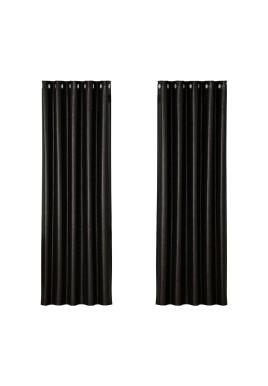 Artiss 2X Blockout Curtains Eyelet 180x213cm Black Shine