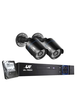UL-tech CCTV Security System 4CH DVR 2 Cameras 1TB Hard Drive