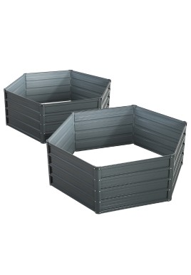 Green Fingers 2x Garden Bed 130x130x46cm Planter Box Raised Container Galvanised