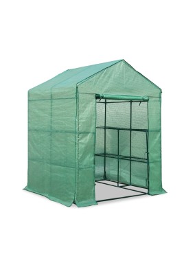 Green Fingers Greenhouse 1.4x1.55x2M Walk in Green House Tunnel Plant Garden Shed 8 Shelves