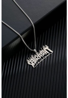 Silver flames - Goth Punk Crucifix Necklace 