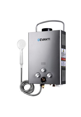 Devanti Portable Gas Water Heater 8L/Min LPG System Grey
