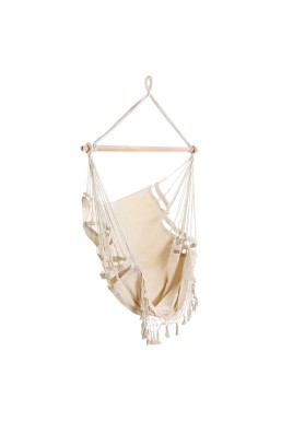 Gardeon Hanging Hammock Chair Outdoor Swing Hammocks Tassel Cream