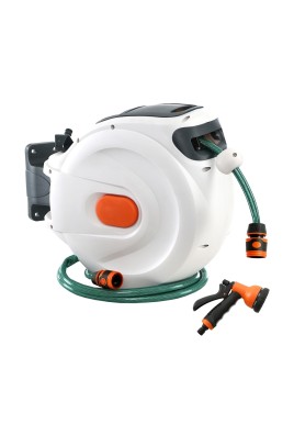 Green Fingers Water Hose Reel 20M Retractable Garden Spray Gun Auto Rewind