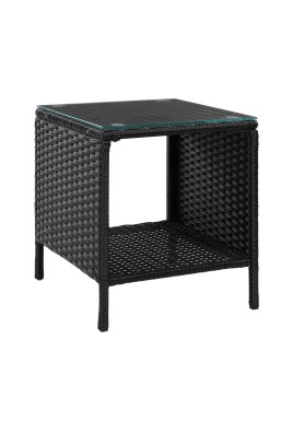 Gardeon Coffee Side Table Wicker Desk Rattan Outdoor Furniture Garden Black