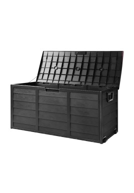 Gardeon Outdoor Storage Box 290L Lockable Organiser Garden Deck Shed All Black