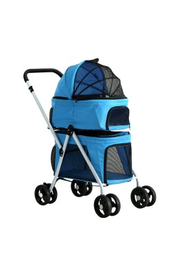 i.Pet Pet Stroller Dog Pram Large Cat Carrier Travel Foldable 4 Wheels Double