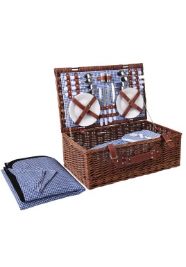 Alfresco 4 Person Picnic Basket Set Insulated Blanket Storage Bag