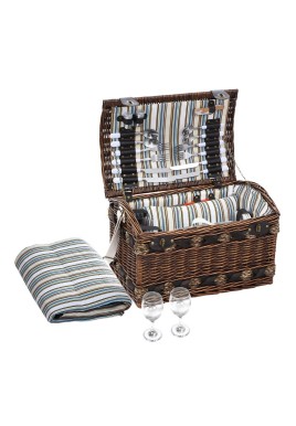 Alfresco 4 Person Picnic Basket Set Insulated Storage Blanket