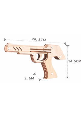 Pistol - fire rubber band - wooden 3D puzzle