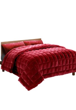 Giselle Bedding Faux Mink Quilt Burgundy Super King