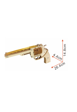 Revolver - fire rubber band - wooden 3D puzzle