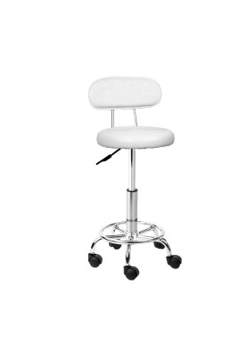 Artiss Salon Stool Swivel Chair Backrest White