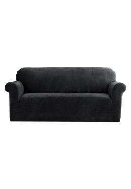 Artiss Sofa Cover Couch Covers 3 Seater Velvet Black