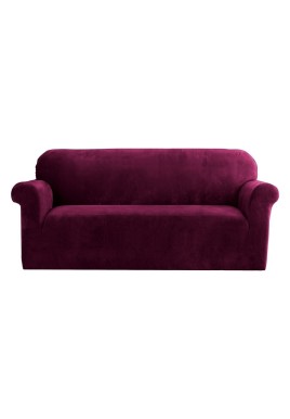 Artiss Sofa Cover Couch Covers 3 Seater Velvet Ruby Red