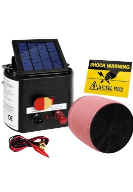 Giantz Fence Energiser 3KM Solar Powered Electric 1200M Poly Tape