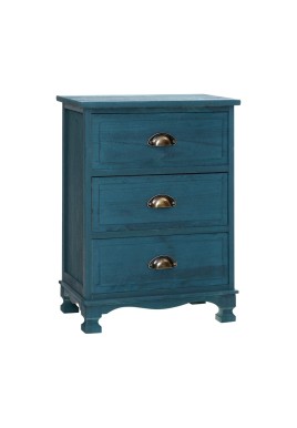 Artiss Bedside Table 3 Drawers Vintage - THYME Blue