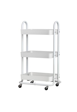 Artiss Storage Trolley Kitchen Cart 3 Tiers Rack Shelf Organiser Wheels White