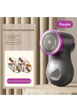 Electric Lint Remover - Rechargeable Lint Shaver - 3 Speeds & Digital Display - Includes 2 Original Blades - Purple