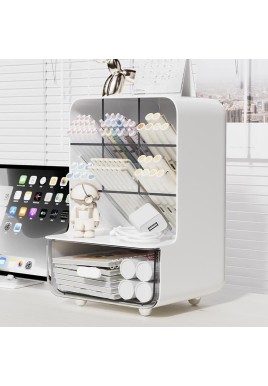 Make-up organizer - Desk organizer - Bathroom organizer - Cosmetics organizer - Office supplies - Chest of drawers - Brush holder - Pen tray - Bathroom accessories - Storage system - Storage box - White - 1 piece