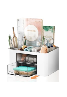 Desk organizer - Make up organizer - Bathroom organizer - Pen tray - Drawer cabinet - Office supplies - Cosmetics organizer - Brush holder - Desk organizer - Desk accessories - Storage box with drawers - White - 1 piece