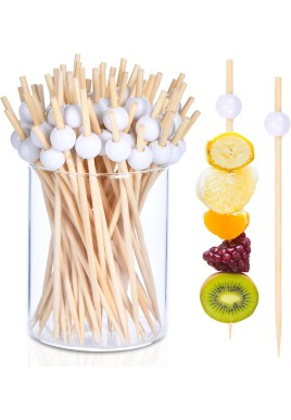 100 Pack Golf Toothpicks, Bamboo Cocktail Picks, Natural Bamboo Toothpicks for Appetizers Fruit Cake Dessert Barbecue Snacks Sandwiches (Golf Ball)
