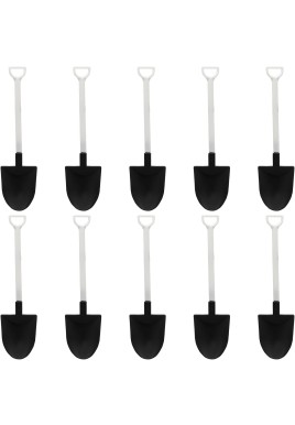 50 Pack Plastic Mini Shovel Shape Spoons for Desserts, Disposable Dessert Ice Cream Spoons, Fun Utensils for Family/Party(Black+White)