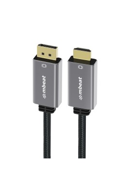 MBEAT Tough Link 1.8m 4K/60Hz Display Port to HDMI Cable - Connects DisplayPort to HDMI 4K@60Hz (3840×2160), Gold Plated, Aluminium, Nylon Braided