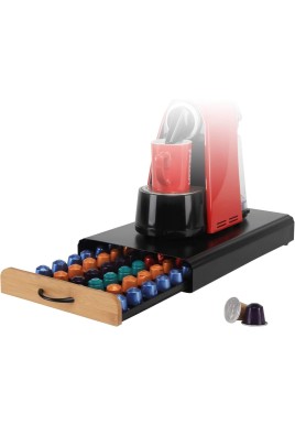 CARLA HOME Coffee Pods Holder Storage Drawer Compatible with 60 Nespresso Pods for Kitchen Storage & Organisation (Natural)