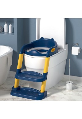 CARLA HOME Potty Training Seat with Step Stool Ladder with Anti-Slip Design, Soft Cushion & Foldable Structure for Kids Bathroom Independence