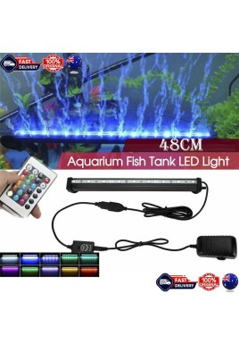 48cm LED Aquarium Lights Submersible Air Bubble RGB Light for Fish Tank Underwater