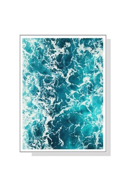 Wall Art 90cmx135cm Blue Ocean White Frame Canvas