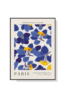 Wall Art 100cmx150cm Paris Flower Market Black Frame Canvas