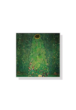 Wall Art 40cmx40cm Sunflower by Gustav Klimt White Frame Canvas