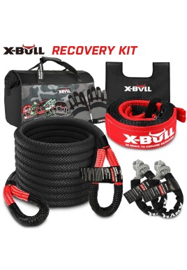 X-BULL Recovery Kit 4X4 Off-Road Kinetic Rope Snatch Strap Winch Damper 4WD13PCS