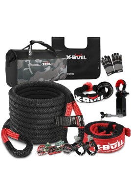 X-BULL Kinetic Recovery Rope kit Snatch Strap Soft Shackles Hitch receiver 4WD 4X4