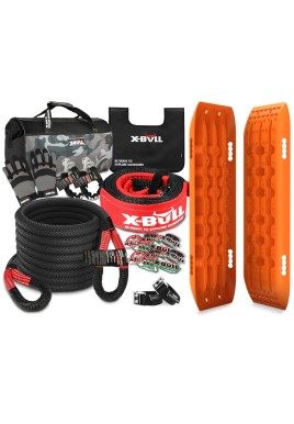 X-BULL 4X4 Recovery Kit Kinetic Recovery Rope Snatch Strap / 2PCS Recovery Tracks 4WD Gen2.0