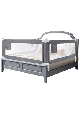GOMINIMO 98CM Height Adjustable Folding Kids Safety Queen Size Bed Rail Set (1pcs 150X98CM + 2pcs 200X98CM, Grey)