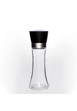 1x 180ml Glass Salt or Pepper Grinder 18cm - Adjustable Ceramic Core Tall Mill