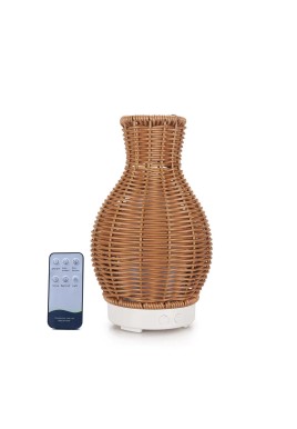 Essential Oil Aroma Diffuser and Remote - 100ml Rattan Vase Mist Humidifier