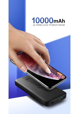 UGreen 10000mAh  Power bank  with 10W QI Wireless Charging Pad - Black 50578