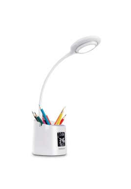 Simplecom EL621 LED Desk Lamp with Pen Holder and Digital Clock Rechargeable