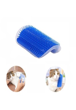 Cat Self Groomer Catnip  Dog Cat Toy Corner Groomer Wall Corner Scratcher Comb Grooming Massage Brush Blue