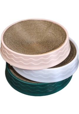 Pawfriends Cat Claw Plate Wear-Resistant Replaceable Round Corrugated Paper Pet Toy Pink