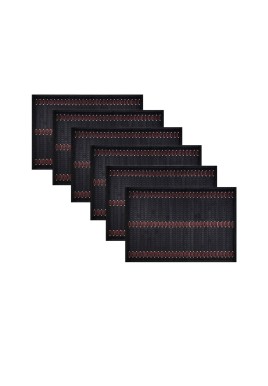 Set of 6 Diana Black Bamboo Table Placemats 30 x 45cm