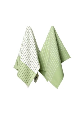 Ladelle Kyrie Cotton Set of 2 Jumbo Kitchen Towels 60 x 80 cm Green