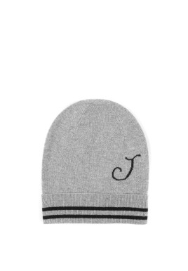 Monogrammed Cashmere Beanie with Contrasting Letter - One Size