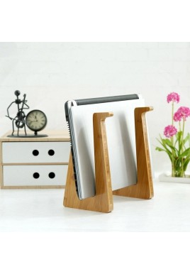 Bamboo Wood Desktop Storage Rack for Computers and Tablets