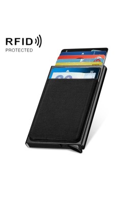 Automatic Pop Up Metal Wallet with Card Holder Black