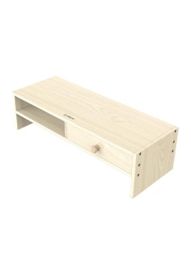 Wood Grain Monitor Stand with Drawer - 2 Layers
